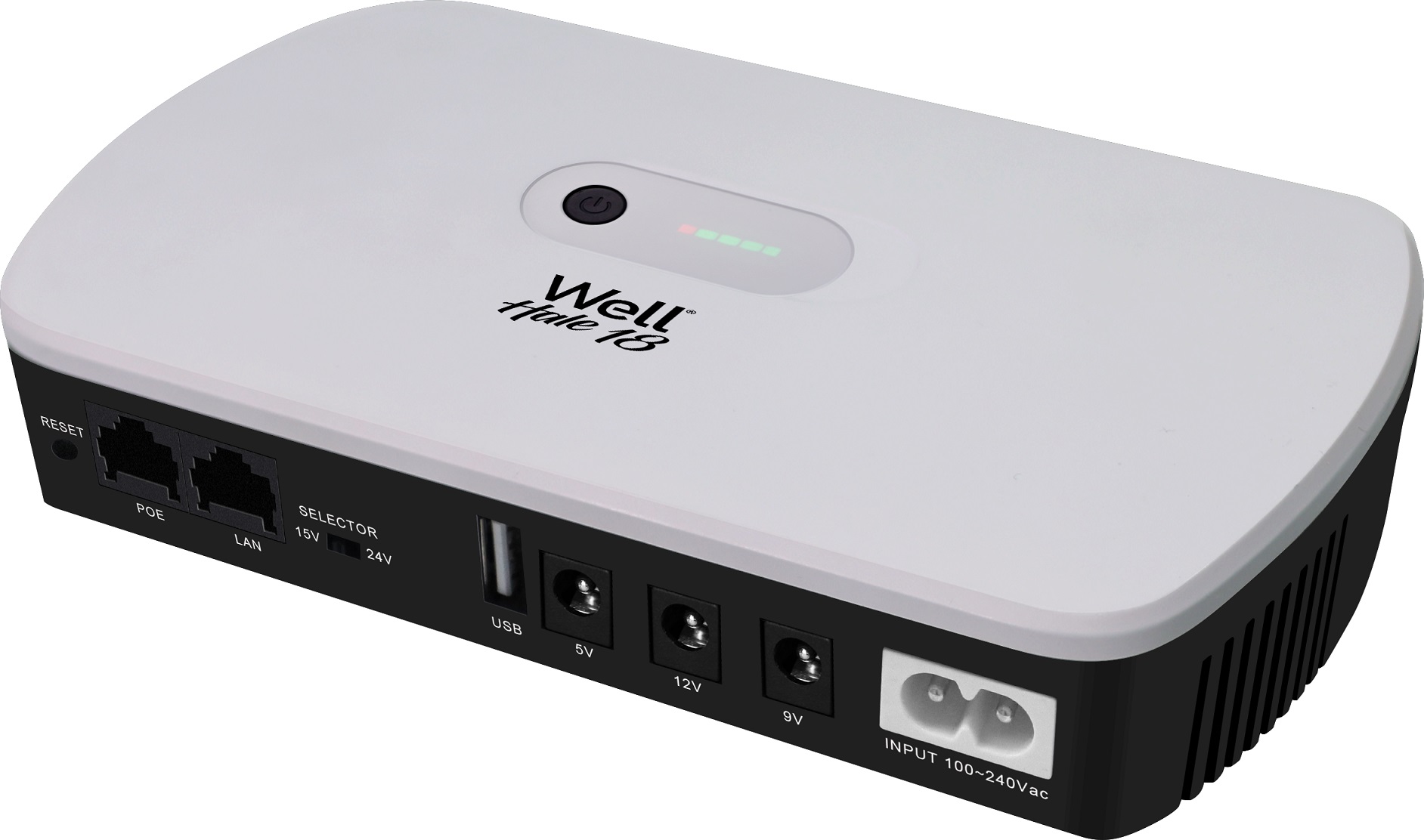 Sursă de alimentare neintreruptibila Well Hale UPS DC, 18W, 5V/9V/12V, POE 15V/24V, USB