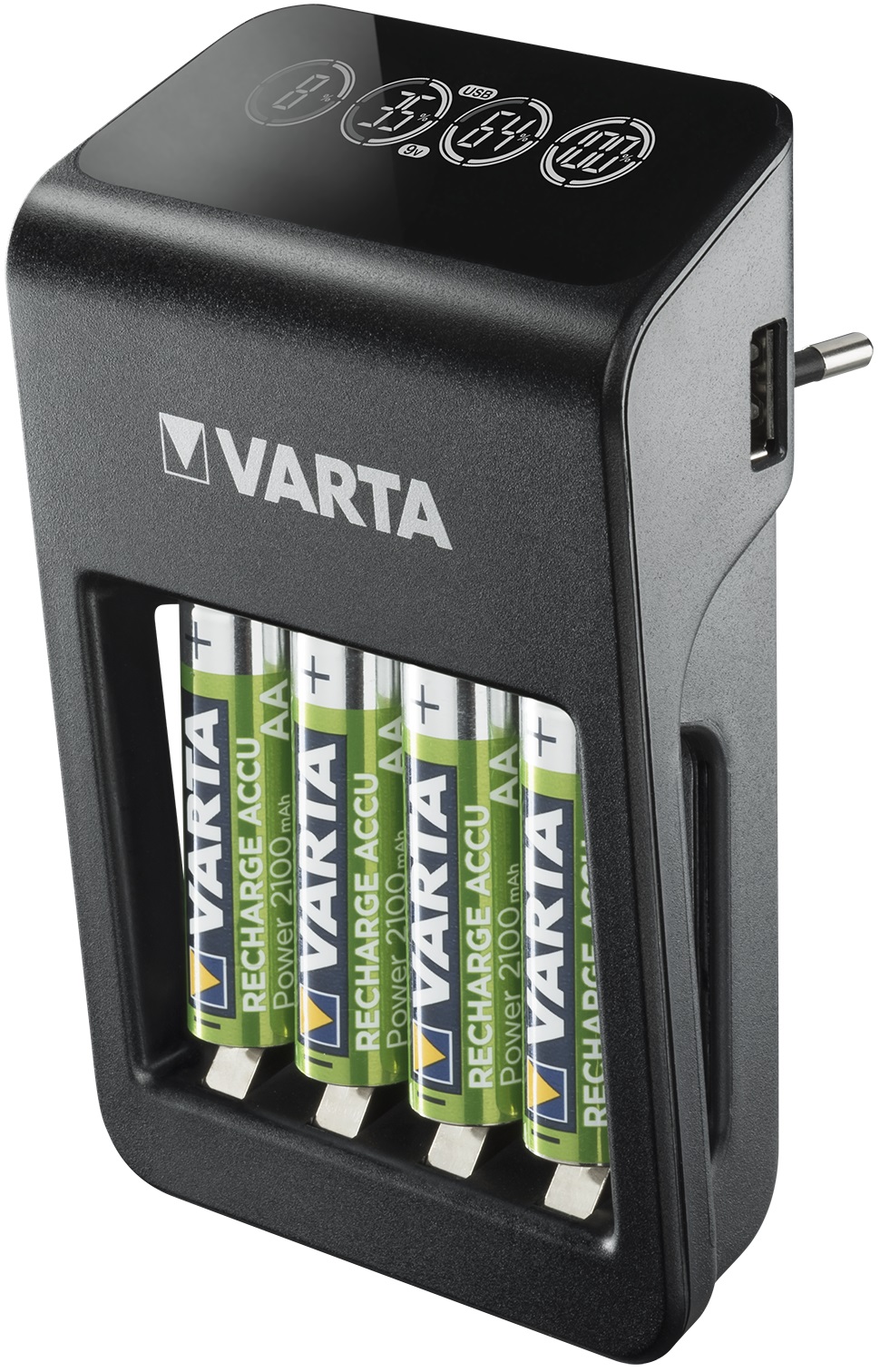 Încărcător Varta 57687, AA/AAA 9V NiMH, port USB, 4 acumulatori AA 2100 mAh