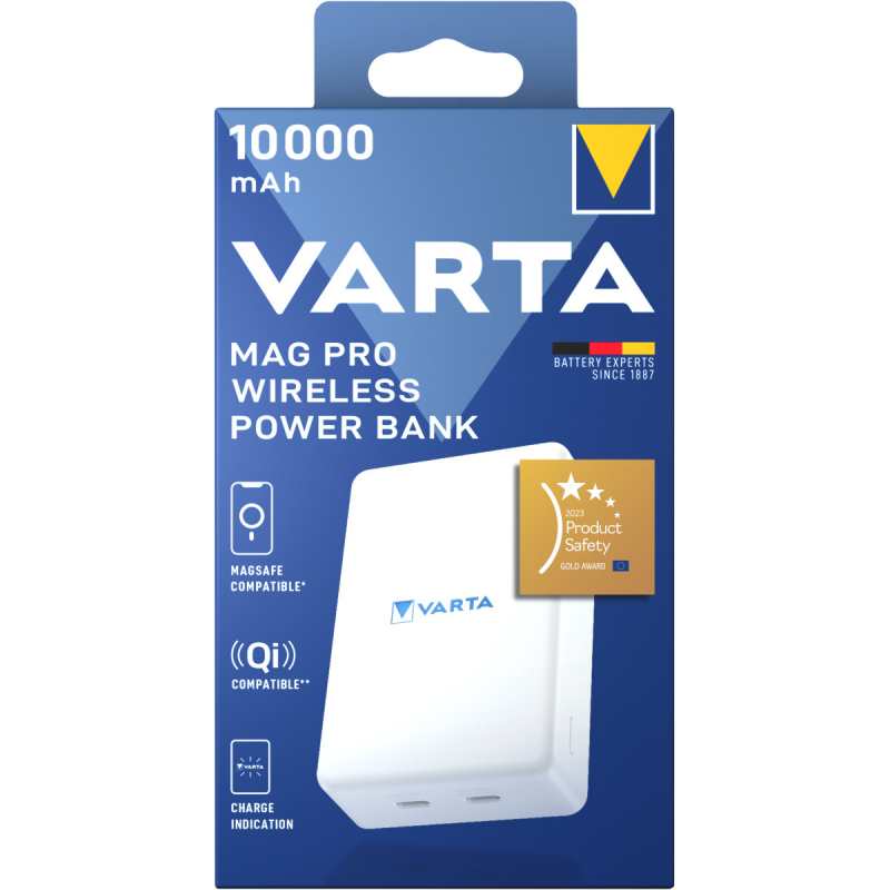 Acumulator extern powerbank, 10000mAh, încărcare wireless 7.5W, 2x USB-C, 57904 Varta