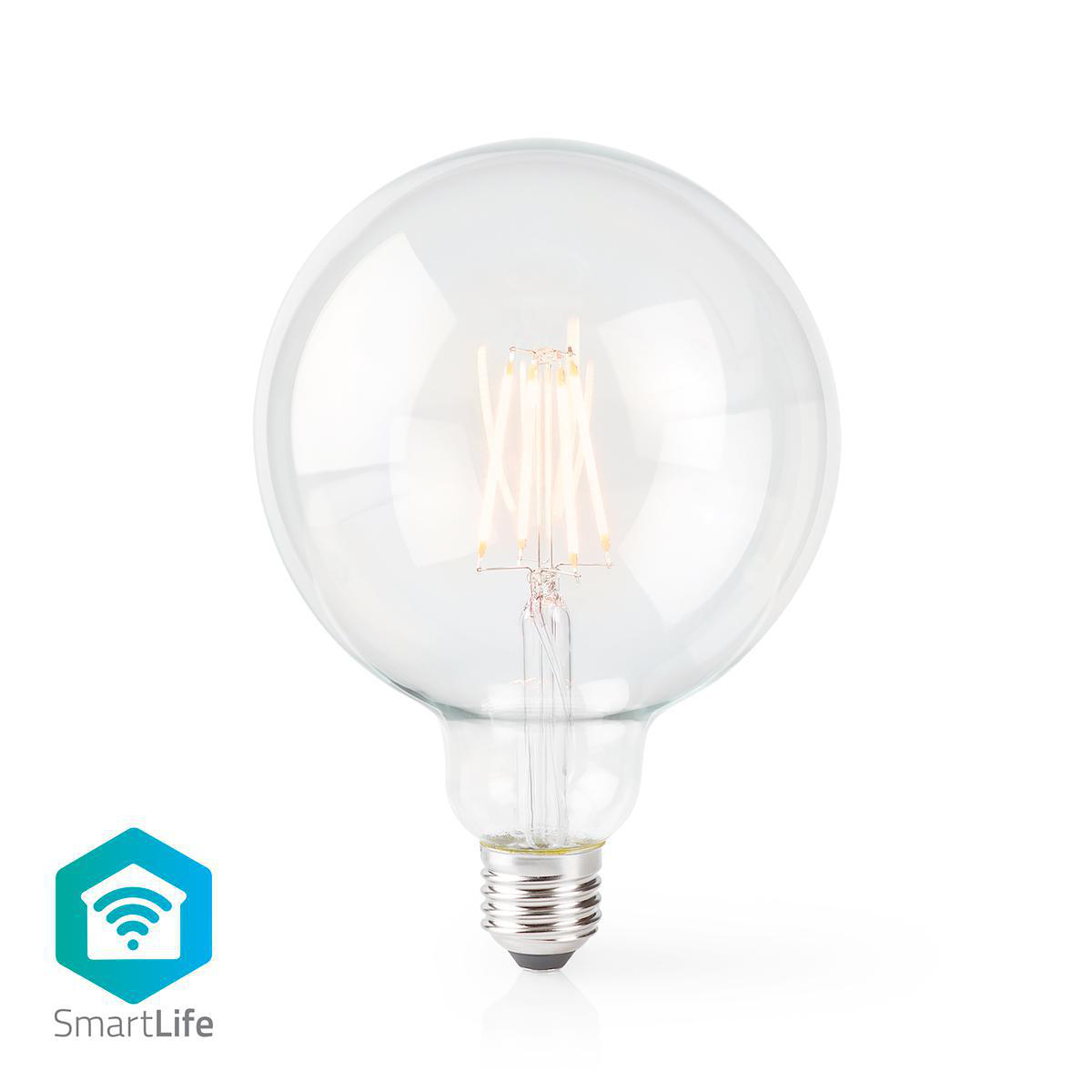Bec Wi-Fi Smart LED cu filament Nedis, E27, 125 mm, 5 W, 500 lm, 2700K, lumină caldă